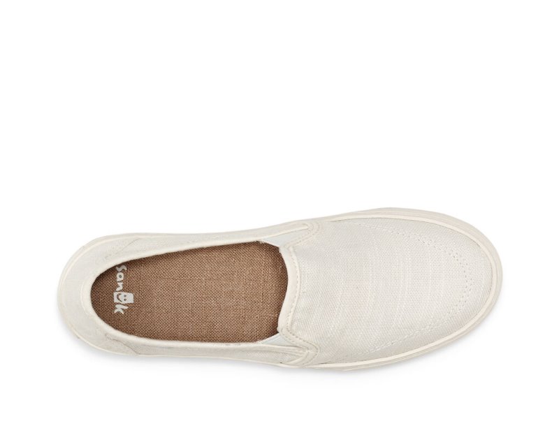 Sanuk Avery Hemp Vegan Women's Sidewalk Surfers White | Canada 86TCE